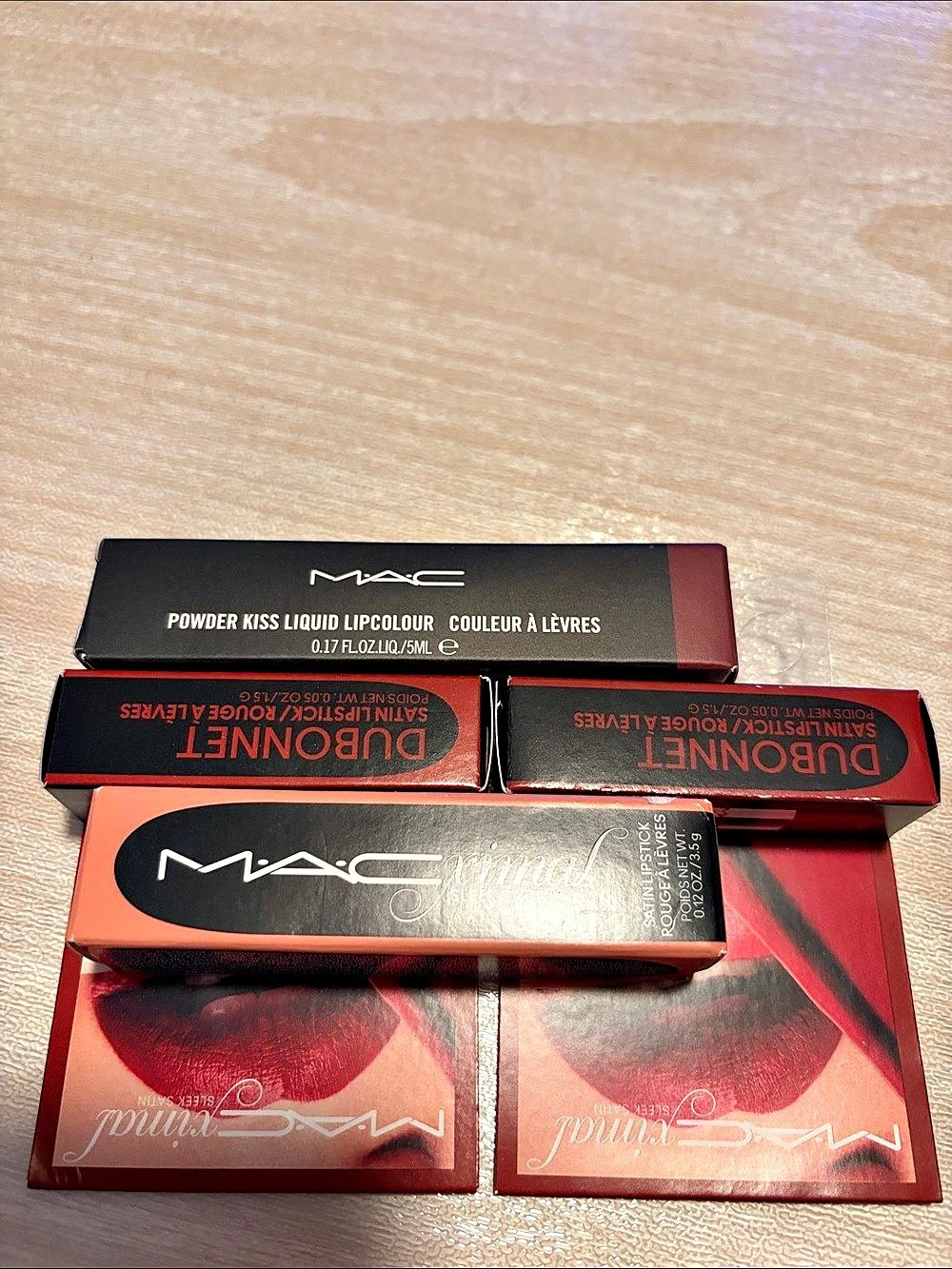 MAC Powder Kiss Liquid Lipcolour Lipstick in Red & Pink NWT